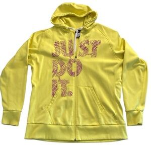 Nike therma fit full zip hoodie jacket JUST DO IT XL yellow purple